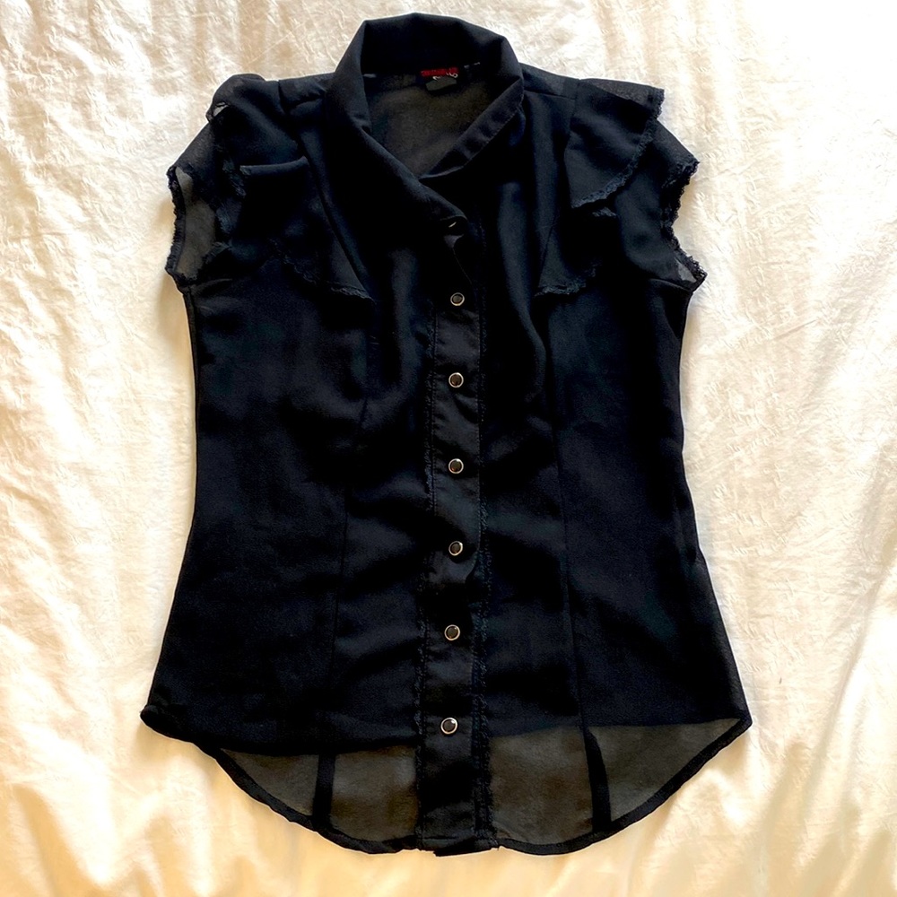 Switchblade Stiletto sheer black blouse small